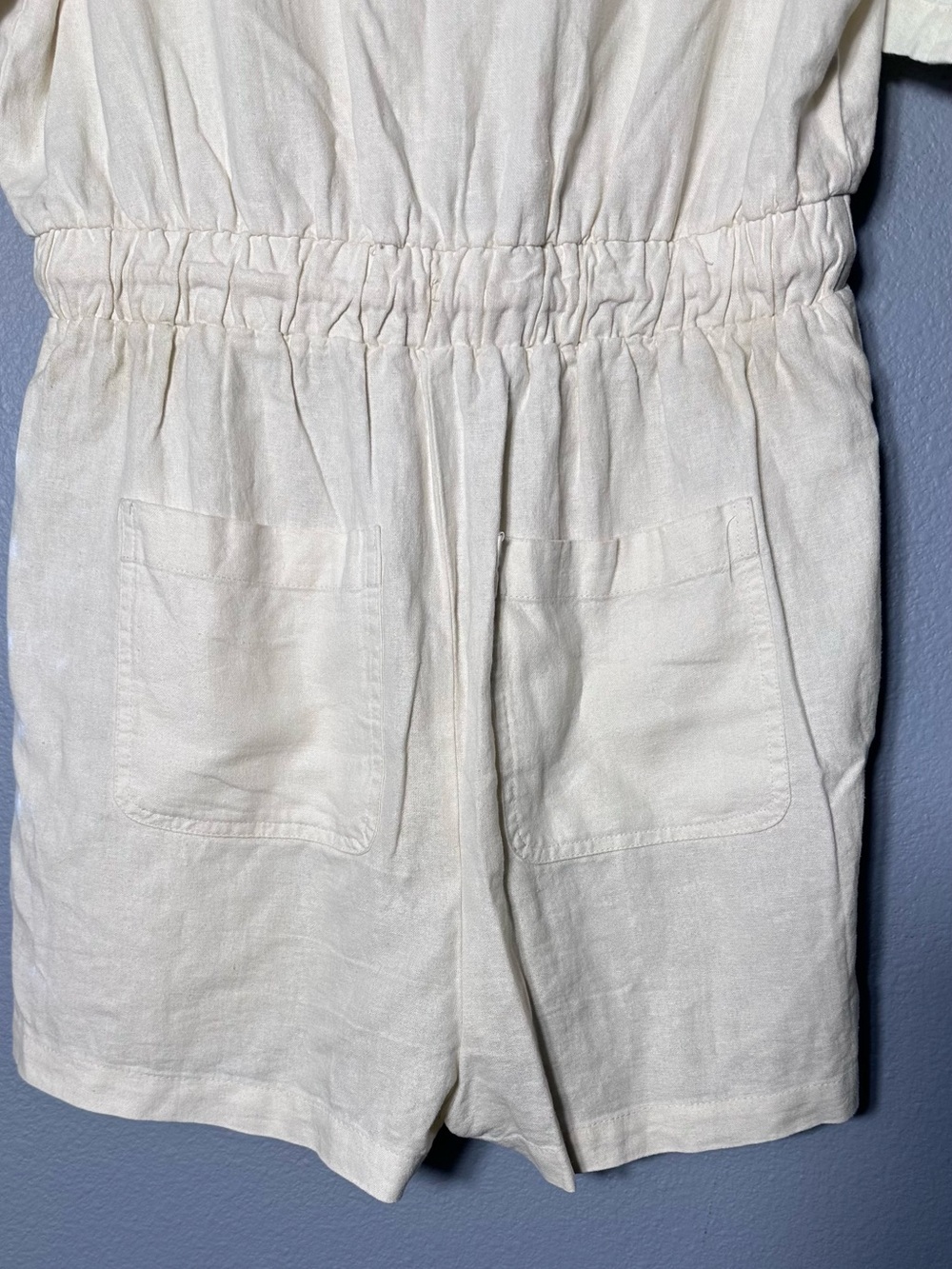 Universal Thread Cream Button-Front Drawstring One-Piece Romper - Picture 5 of 7